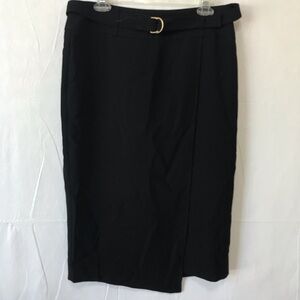 Donna Karan Black Wrap Belted Pencil Skirt